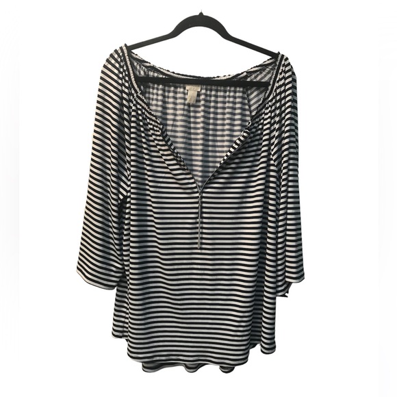 Chico’s Sz 3 (XL) Striped Boho Top - Picture 2 of 4